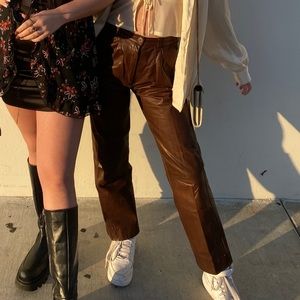 Brown Vintage 100% leather pants